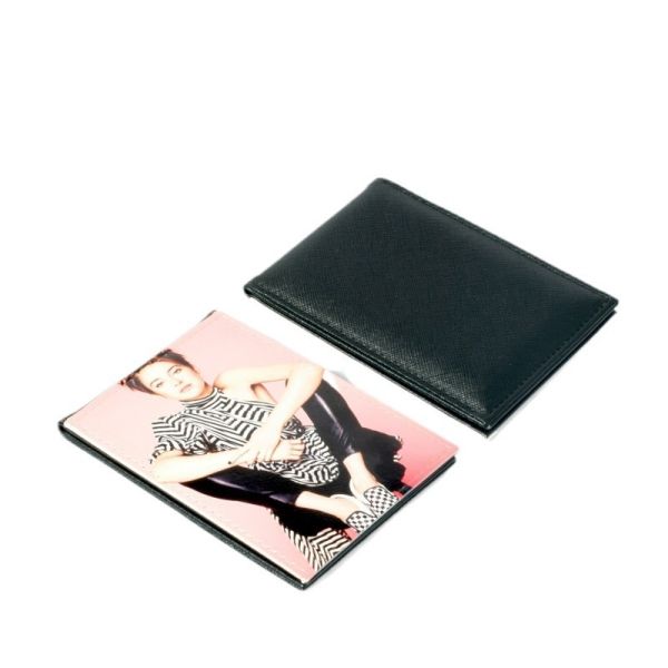 Personalized Mini PU Leather Makeup Mirror Sublimation Makeup Mirror Blanks Portable Sublimation Pocket Mirror