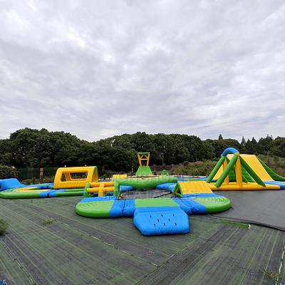 Commercial Modular Inflatable Water Park with Trampoline Slides Bridges Climbing Obstacles and Custom Lake Layout