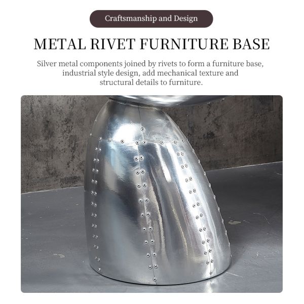 Nidea #311 Aviator Retro Industrial Loft Style Aluminum Handmade Coffee Table with Chair for Living Room