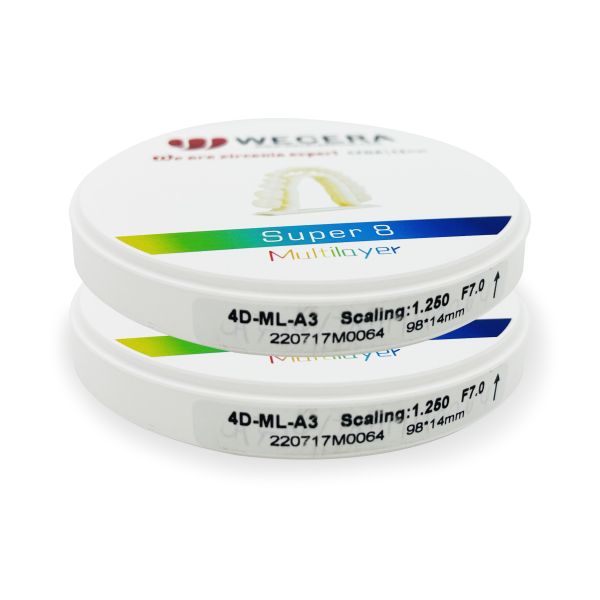 Толщина 1200 MPa 16mm пробела 3D зубоврачебного циркония разнослоистая разнослоистая