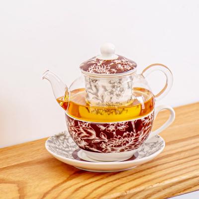 Conjunto de infusão de chá de vidro empilhável para o Dia da Mãe
