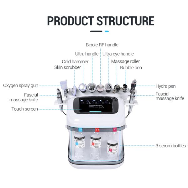 Portable Hyro H2o2 Small Bubble Hydra Aqua Peel Facial Machine 10 in 1