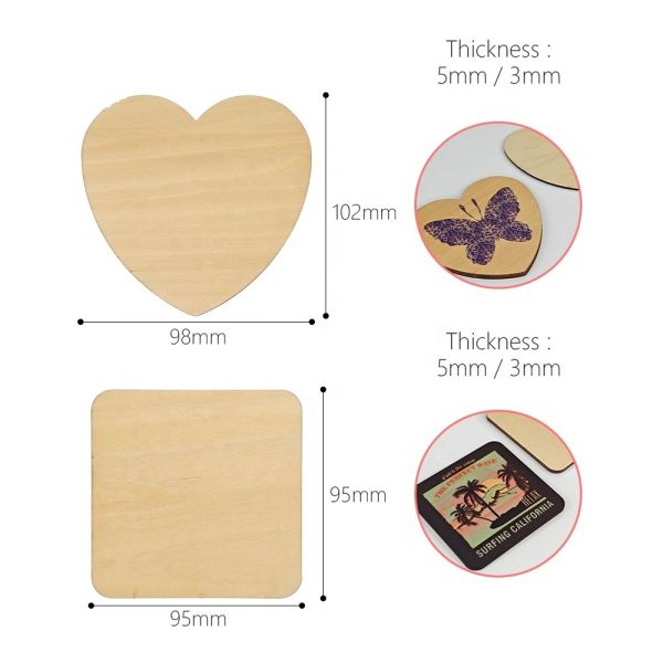 DIY Customized Wood Sublimation Blanks Coffee Cup Mats Drink Pads Plywood Car Coasters