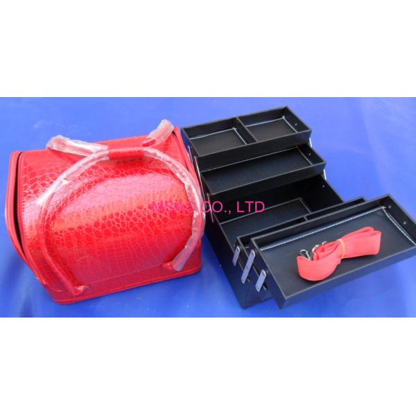 Сумки красного перемещения красоты косметические, случай поезда крокодила кожаный косметический