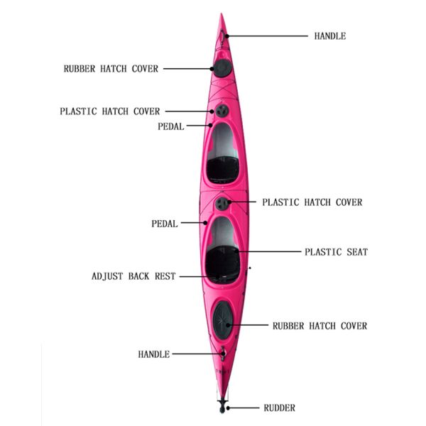 HDPE Plastic Sea Touring 500 pound weight limit Sit In Tandem Kayak