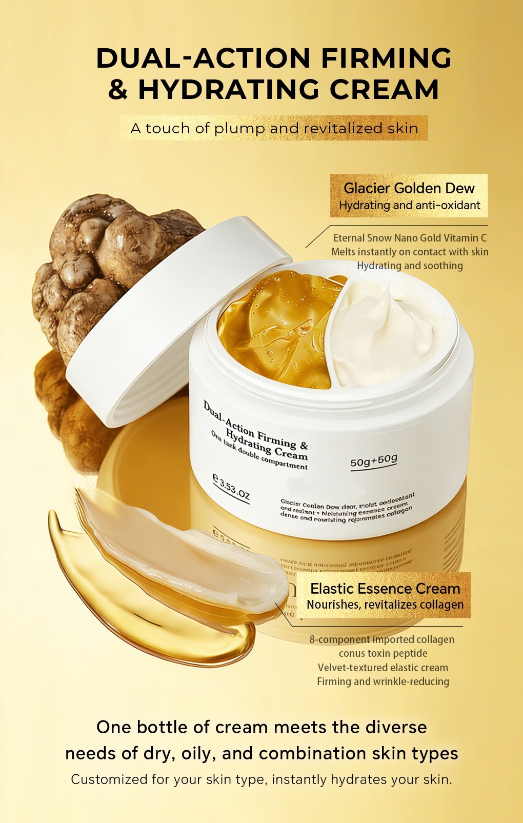 OEM ODM Brand Anti-Aging Face Cream Whitening Anti-Wrinkle Vitamin C Collagen Dual-Effect Firming Hydrating Facial Essence Cream