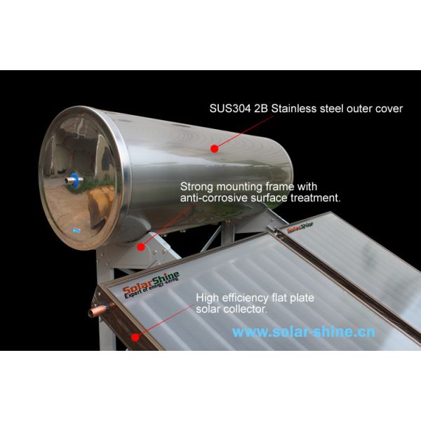Stable Flat Plate Solar Water Heater , 0.6Mpa Compact Solar Water Heater
