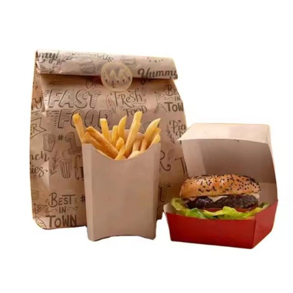 Eco-friendly Burger Boxes Customized Oil Proof Kraft Paper Fried Chicken And French Fry Packaging Box