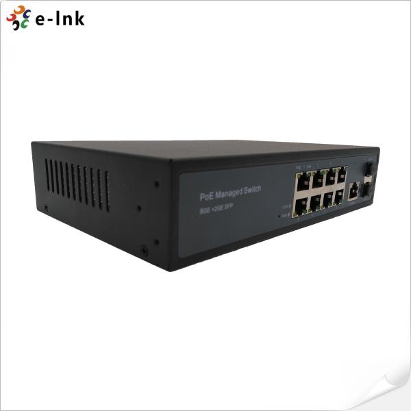 Switch PoE/PoE+ IEEE 802.3af/at de 8 puertos Gigabit gestionados + 2 puertos SFP con detección automática y PoE pasivo de 24V