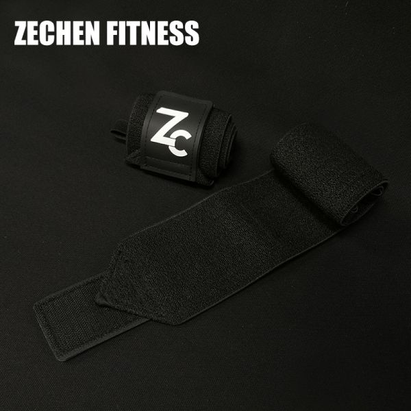 Black Cotton Heavy Duty Wrist Wraps 45*8cm Weightlifting Wraps And Straps Safety Crossfit Support