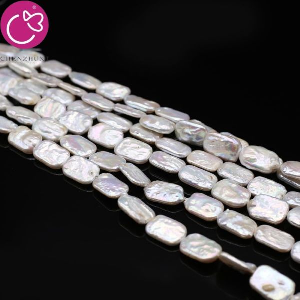 Cheap Price 13-15mm Natural White Loose Real Freshwater square Pearl Beads Strand