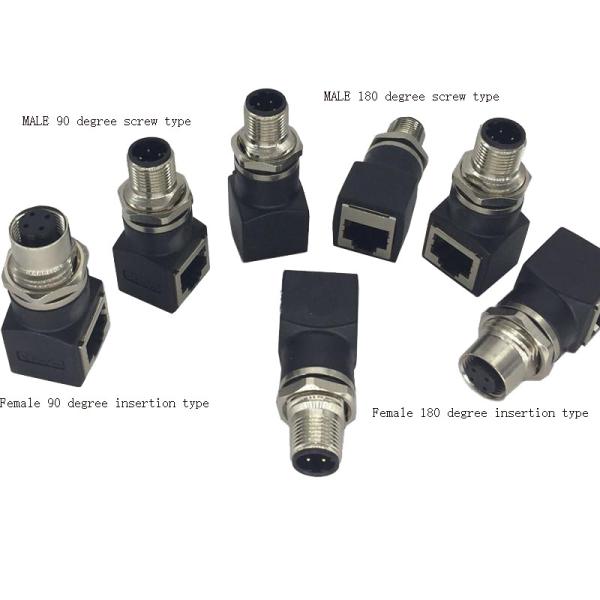 Ethernet RJ45 Plug To M12  4 Core Male or Female Connector Adapter