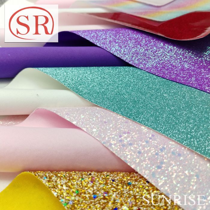 Eco-Friendly Thickness 0.8mm Mirror Laser Illusion Fur Base Leather for Notebooks and Gift Boxes and Wine Box PU Leather