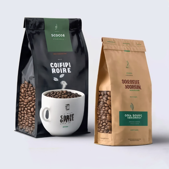 Custom Kraft Paper Coffee Bag Biodegradable Flat Bottom Coffee Bag Print logo Recyclable Bolsas De Cafe Ground Coffee Bean Bag