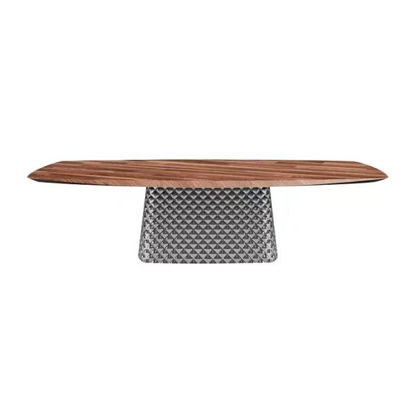 Bright Concave Industrial Wood Kitchen Table , Rectangle Rustic Wood Dining Table