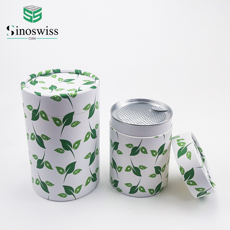 OEM Brand Cylinder Cardboard Tea Paper Cans Packaging Round Paper Canister For Tea