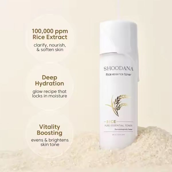 Toner orgánico de leche para hidratar la piel brillante Niacinamida Toner vegetariano de arroz para la piel seca Toner hidratante para la piel