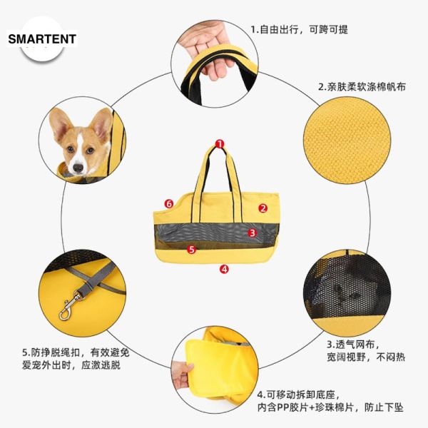 Bolsa de viaje suave de tela para mascotas, adecuada para perros/gatos/conejos, tu compañera de viaje definitiva