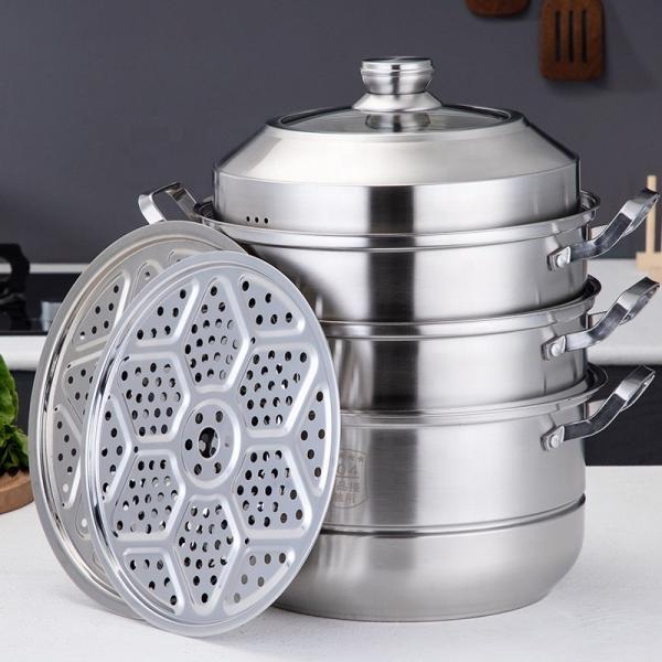 Wholesale TOP Seller 30cm Multipurpose Stock Pot Cookware 18/8 Stainless Steel Steam Cooking Pot With Visual Lid