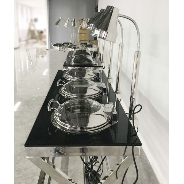 Прочный мобильный шведский стол помещает 3 мини лампы жары подвига 3 ссаживая блюд установленной в таблицу банкета гранита