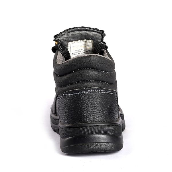 Anti Slip Industrial Work Safety Shoes Rubber Sole Black PU Upper Iron Toe Mid Plate Men Protective