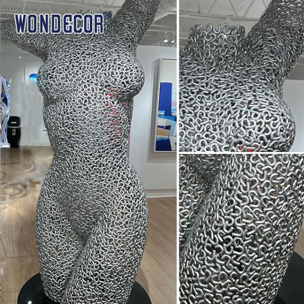 Внутренняя коллекция металлического искусства декорация абстрактная голая женская бюст скульптура из нержавеющей стали