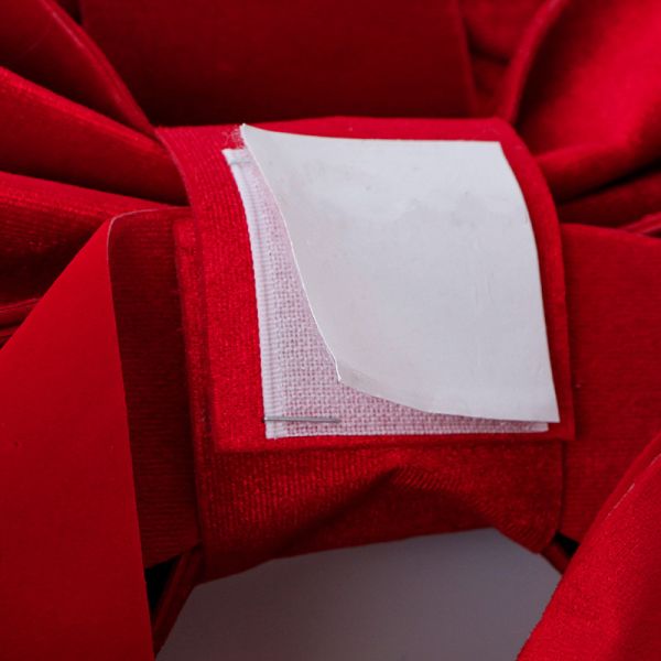 MSD Window Decor Giant Velvet Bow with 3D Decor Customizable Red Velvet Ribbon Bows