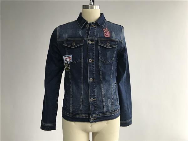 Button Through Stretch Denim Jacket Mens Trucker Jacket Size Customized TW76376