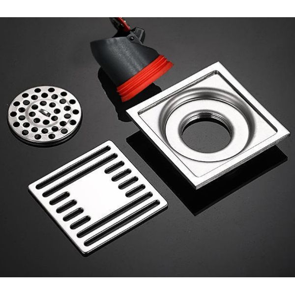 4 Inches Mirror Polished Silver Shower Floor Drain With Removable Filter Hair Sundries Cover