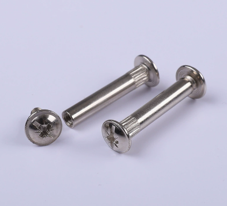 Chicago Flat Head Steel Cross Lock Screw Knocking Splint Nut Combination Connection Furniture Lock Nail with Knurled Belt Pad