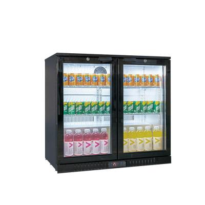 Double Glass Door Commercial Back Bar Cooler 208L 190W With Fan Cooling