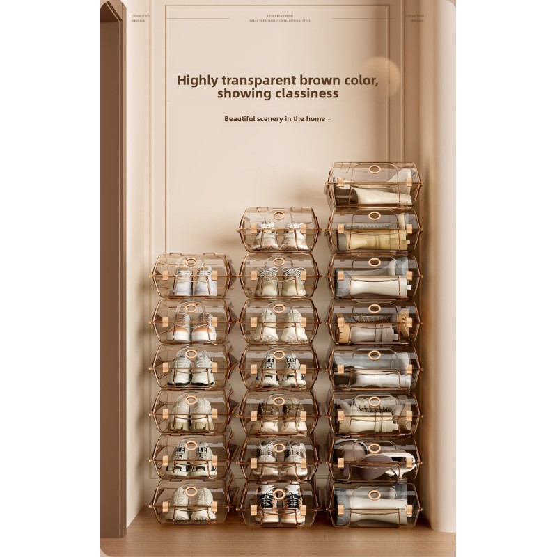 Minimalist Clear Plastic Shoe Box Dustproof Space Saving Storage Organizer for Closet Wardrobe Durable