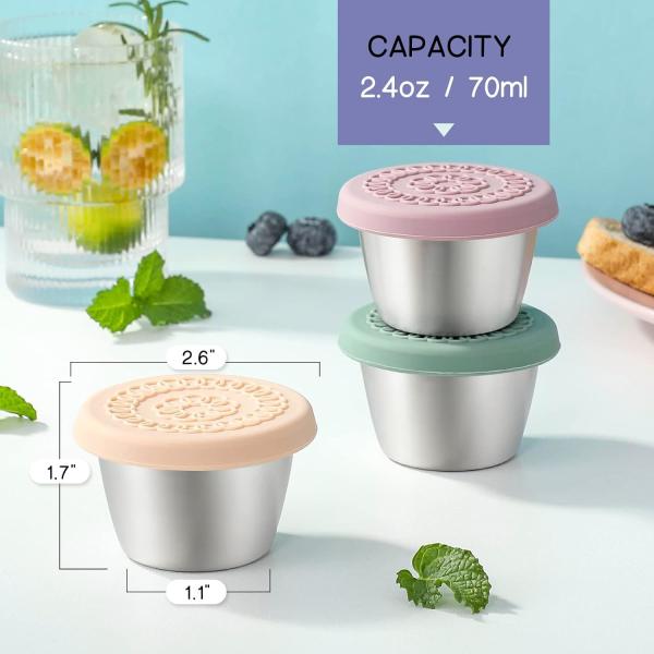 2.5oz Metal Sauce Cups Stainless Steel Dipping Sauce Cups Salad Dressing Container Condiment Containers Portion Cup