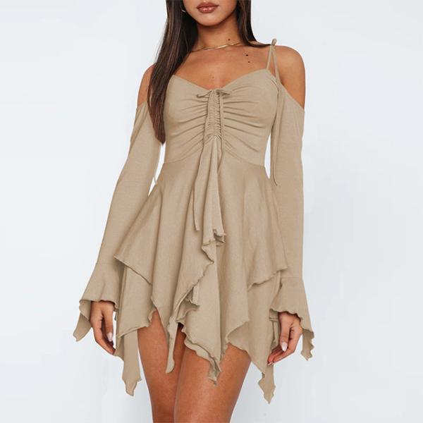 Namoro Solid Halterneck Vestido Clássico Ruffle Rim Vestido Casual Para Mulheres Vestidos de Noiva