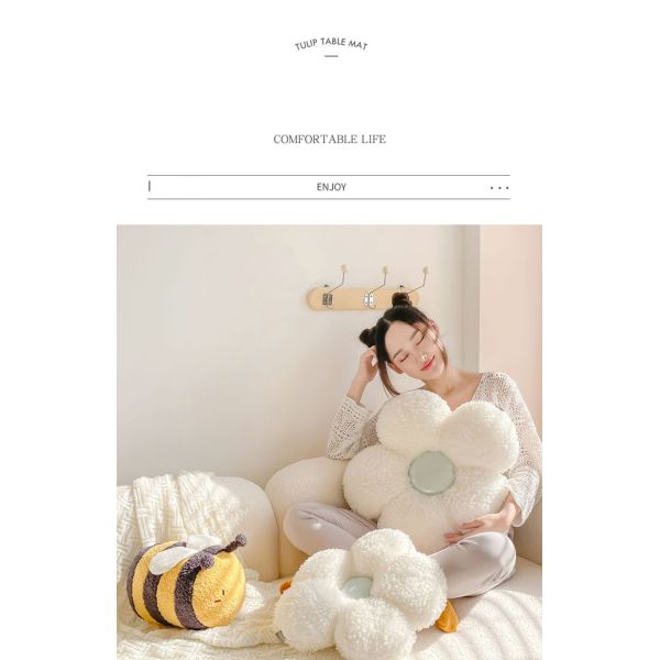 Woven Multi-Function Decorative Throw Pillows for Living Room Space Cute Flower Cushion
