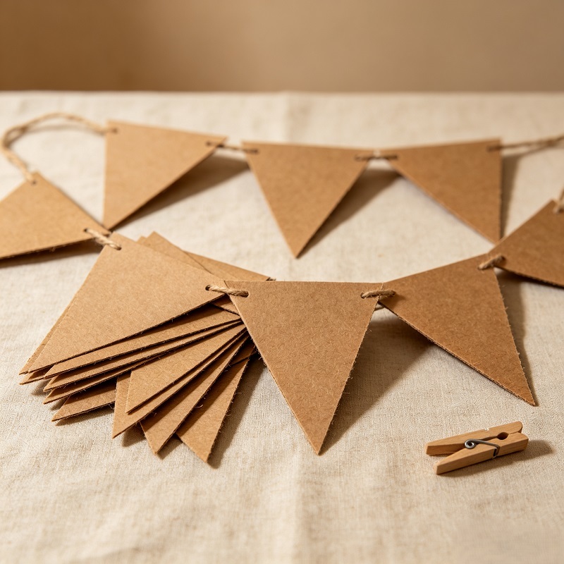 Recycled kraft paper triangle pennant garland OEM for eco party decoration