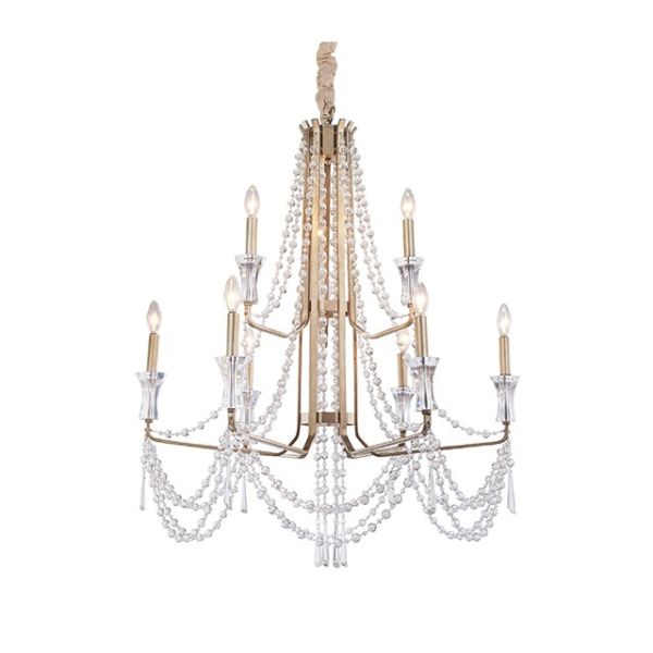 Wrought iron lighting two tier crystal chandelier (WH-CI-38)