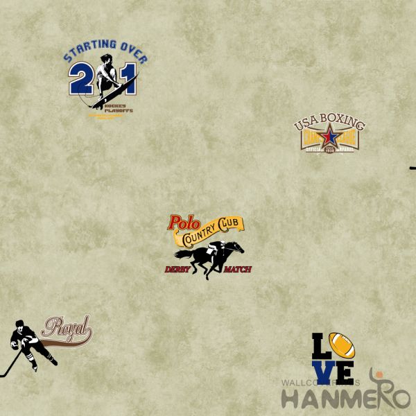 Blue Color Kids Bedroom Wallpaper English Letters Design Breathable Non Toxic