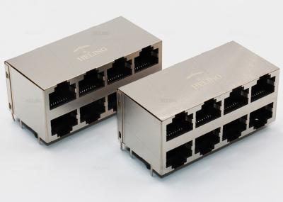 2 x 4 conectores múltiplos do porto RJ45, fêmea lateral do conector RJ45 da entrada de 90 graus