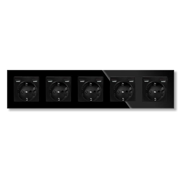 60mm GND Modern Plug Sockets Tempered Glass Panel Wall Socket With Usb Port