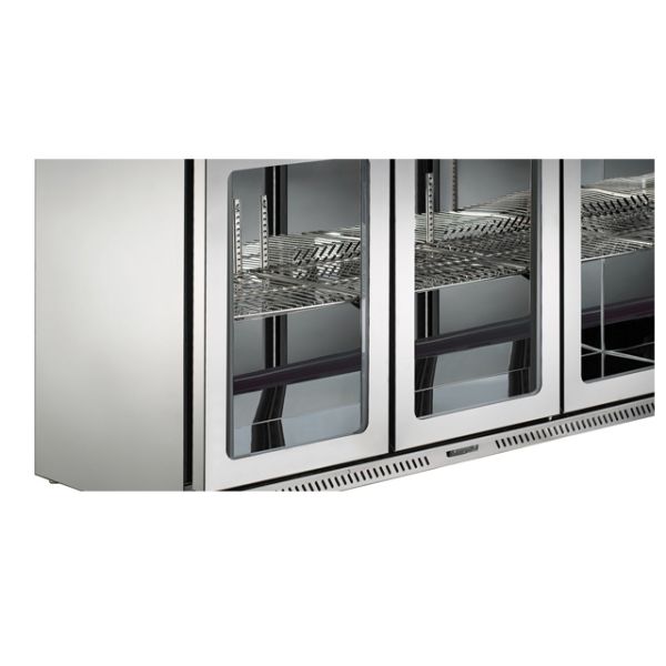 Low Voice Beverage Display Fridge , Clear Glass Double Door Catering Fridge