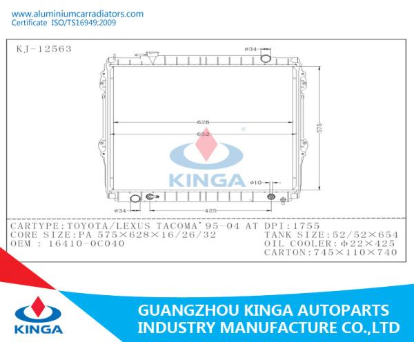 Grids Core Automotive Radiator TOYOTA / LEXUS TACOMA 1995-2004 AT 16410-0C040