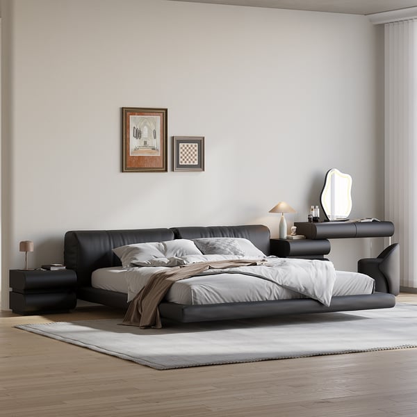 Wooden Floating Vanity Makeup Table Dresser With Led Mirror Bedroom