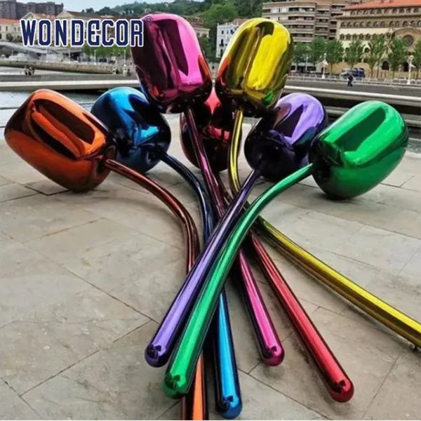 Современным на открытом воздухе абстрактным выкованная цветком нержавеющая сталь скульптуры металла