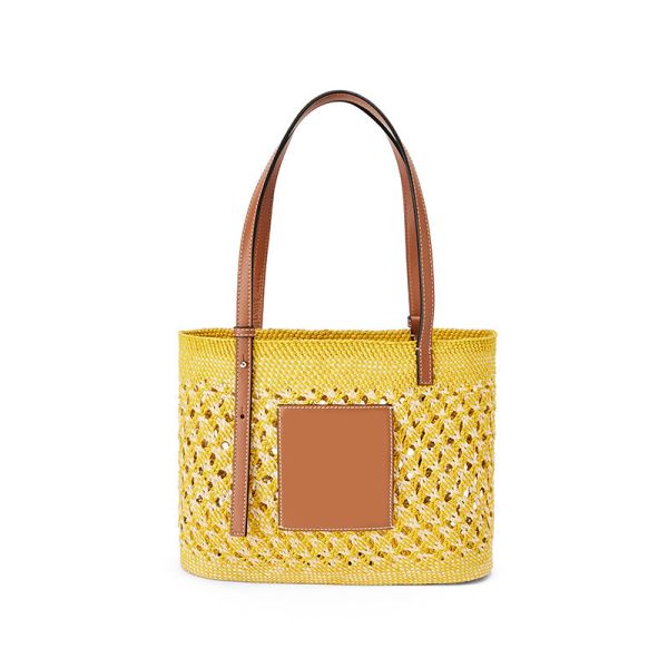 Spring And Summer Straw Woven Bag Color Matching Vegetable Basket Lafite Leather