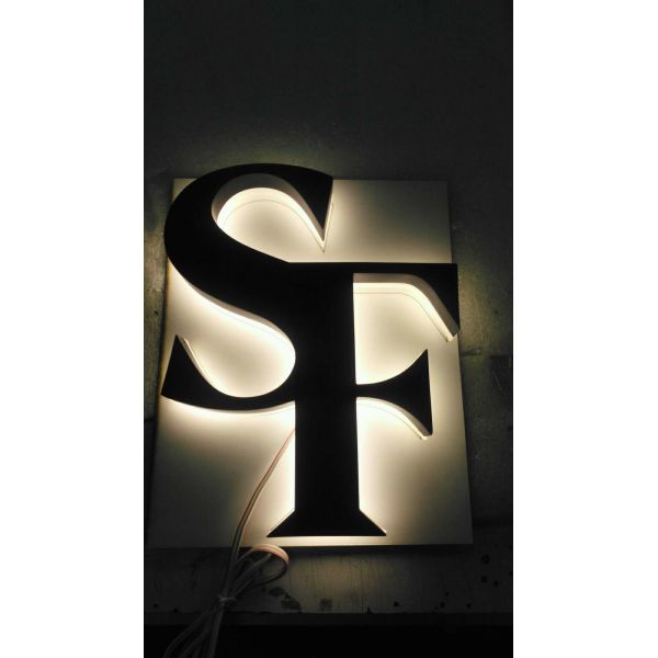 7000K Backlit Halo Lit Stainless Steel Channel Letter Signs Acrylic LED Electroplated Edge Lit