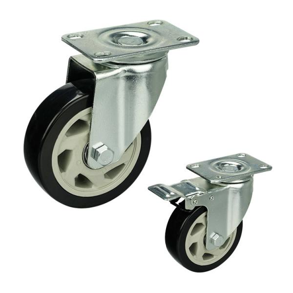 o carro rosqueado 100x32mm do giro da haste roda a cavidade do rolamento de esferas retira o núcleo de rodízios pretos para troles da mão