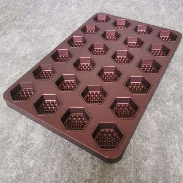 24 Cavity Hexagon Cake Baking Tray 1.0mm Aluminum Steel Cake Pan PTFE 600*400*35