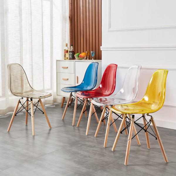 Clear Chair, Armless Acrylic Desk Chair with Golden Feet Swivel Molded Plastic Shell Chair Adjustable