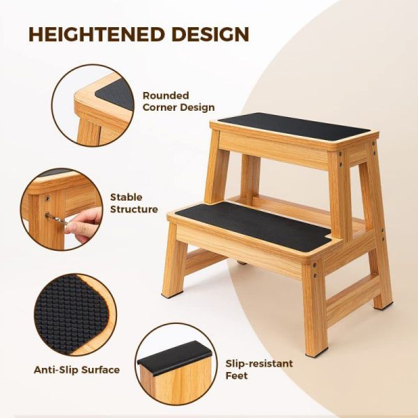 Home Stool Ottoman Kids Step Stools for Toddlers Bathroom Wood Toddler Kitchen Counter Sink Baby 2 Foot